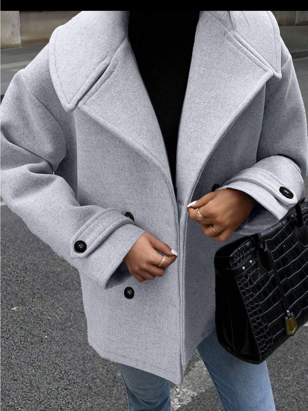 Light Gray Double-Breasted Pea Coat. Size XL BNWOT